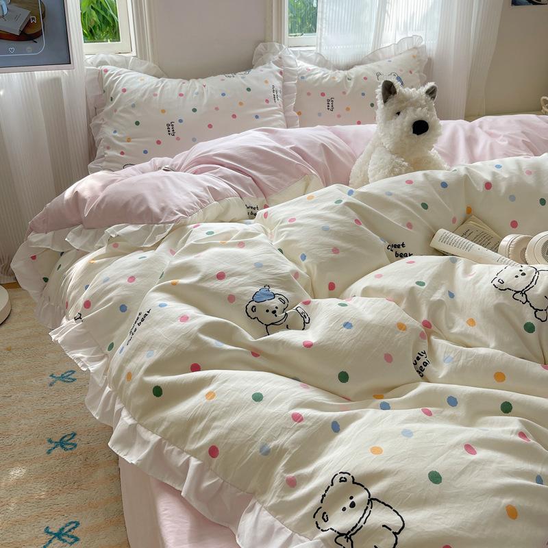 

Комплект из 4 предметов класса А для беременных и младенцев, из супермягкого стиранного хлопка с кружевом, бытовое постельное белье высокого класса, 60 шт. 1.2 m 3pc quilt 1.5*2m