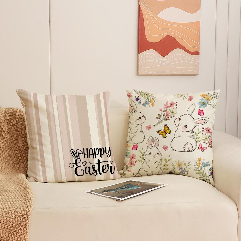 Easter Modular Sofa Pillow Case Linen Print Simple Versatile Car Cushion Home Cushion