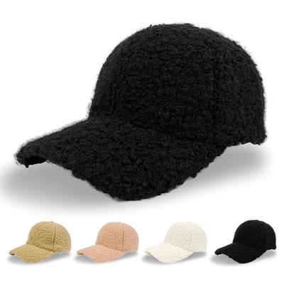 Autumn and Winter Outdoor Light Board Lamb Wool Cap Women's Solid Color Lamb Wool Baseball Cap Men's Thermal Hat