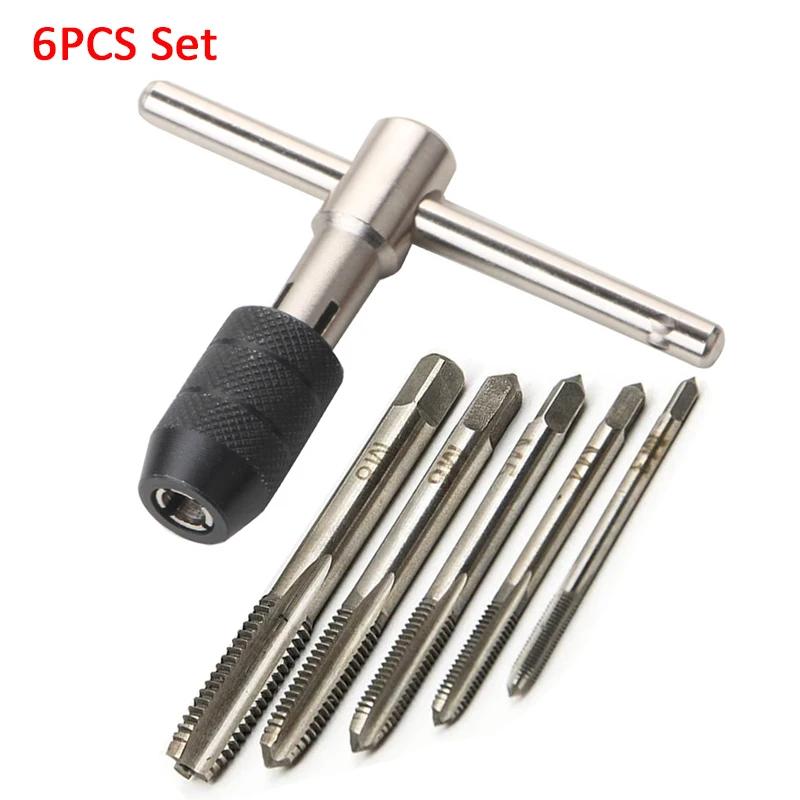 Professional Adjustable Ratchet Tap Holder Wrench Set Hand Tools M3 M4 M5 M6 M8 Machine Screw Thread T-shaped Tap Repair Tools