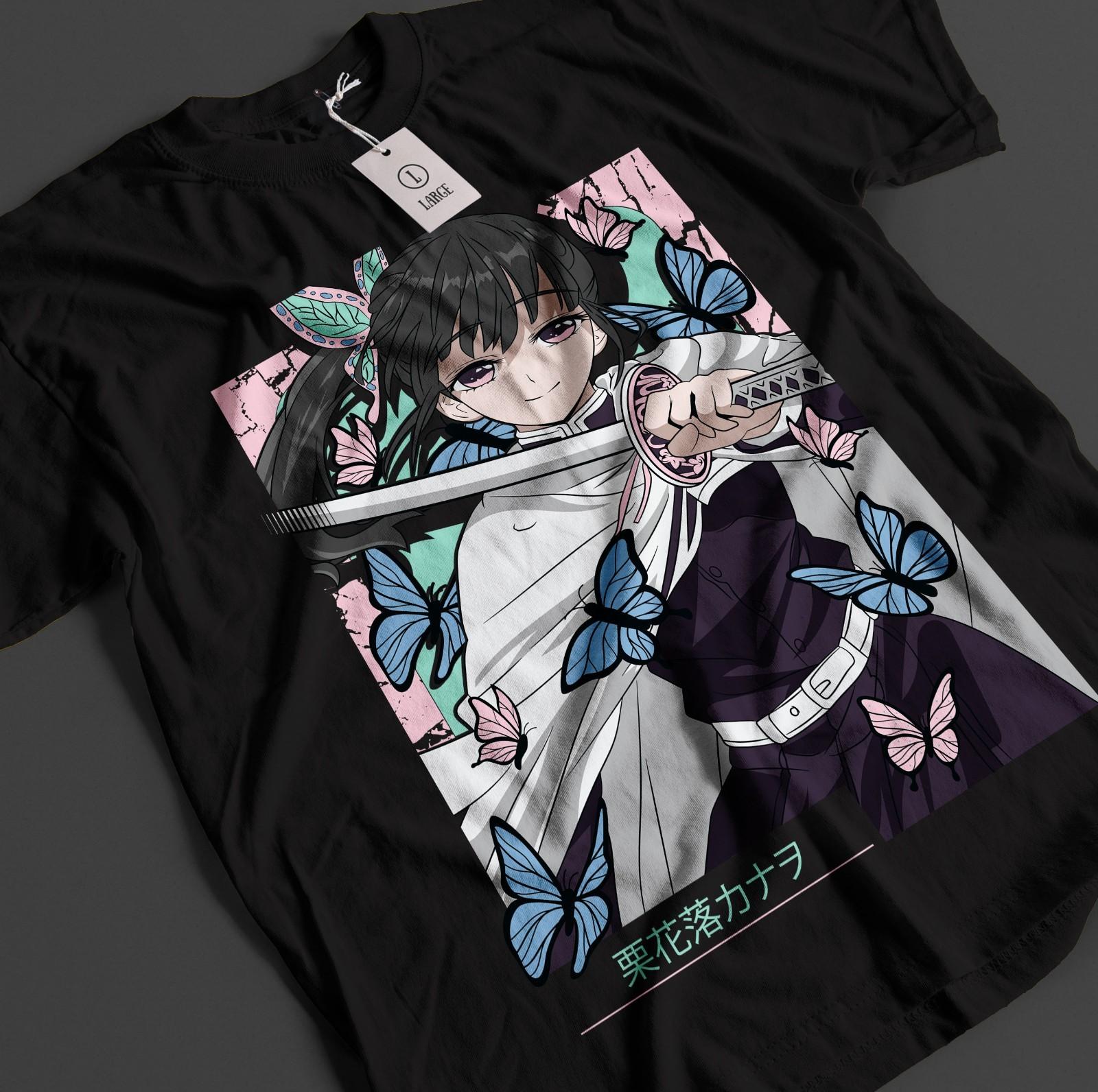 Demon Slayer Shirt Kanao Tsuyuri T-Shirt Mens Womens Tees Top Tanjiro KNY Anime Akaza Doma Muzan Tee L