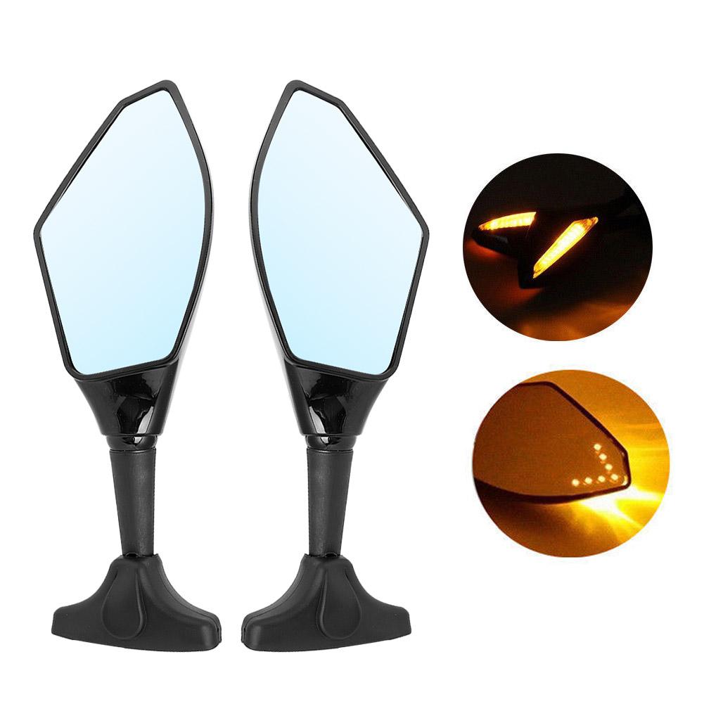 2 pcs LED Rearview Mirror Modified Motorcycle Mirror Lamp Shell with Light (black)