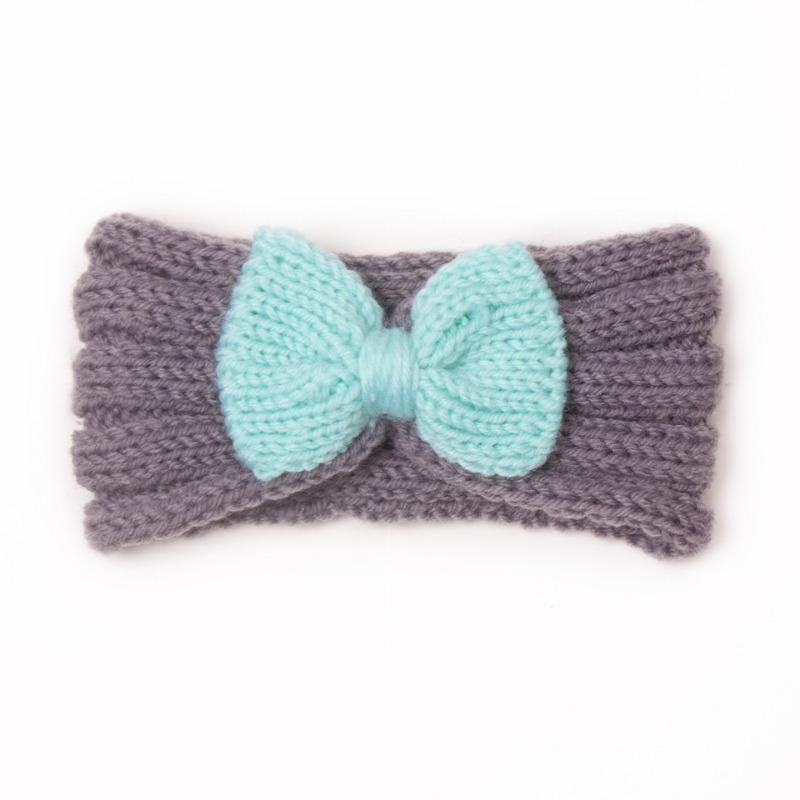 Autumn and winter warm children's contrasting color knitted wool hair accessories, baby solid color bow headscarf, baby headband