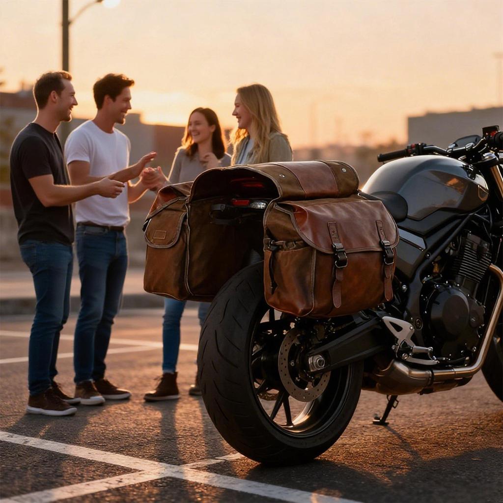 Motorcycle Saddlebags Waterproof Pouch Canvas Motorcycle Side Bag For Motorbike Bicycle Scooter Biking Touring Commuting Travel