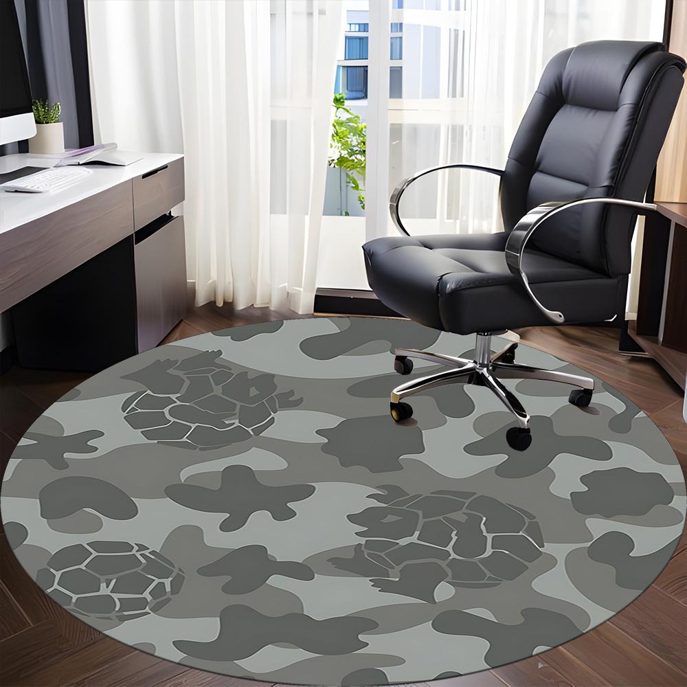 1pc Camouflage Pattern Chair Carpet for Office, Indoor Non Slip Washable Polyester Fiber Carpet,