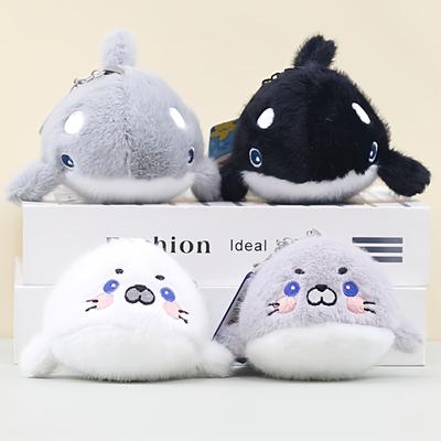 Cute Ocean Animals Plush Toys Realistic Orca Stuffed Keychain Kawaii Seal Plushie Doll Pendant Stuffed Keychains for Backpacks