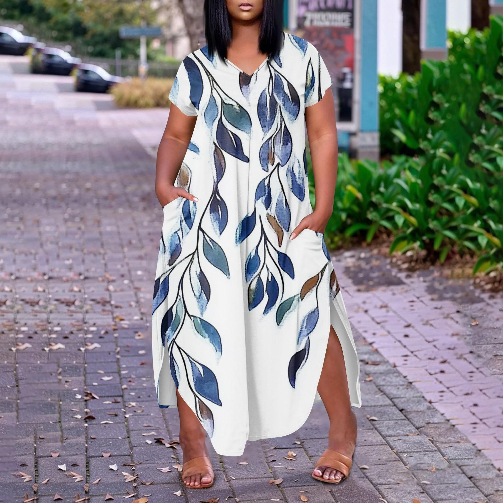 

Женское повседневное платье с коротким рукавом и круглым вырезом больших размеров Temperament XXXXL