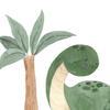 Cute Dinosaur Wall Sticker Cartoon Dino Tropical Palm Tree Wall Decals Peel And Stick Dino Wall Art for Kids Boys Nursery Bedroom Playroom Classroom