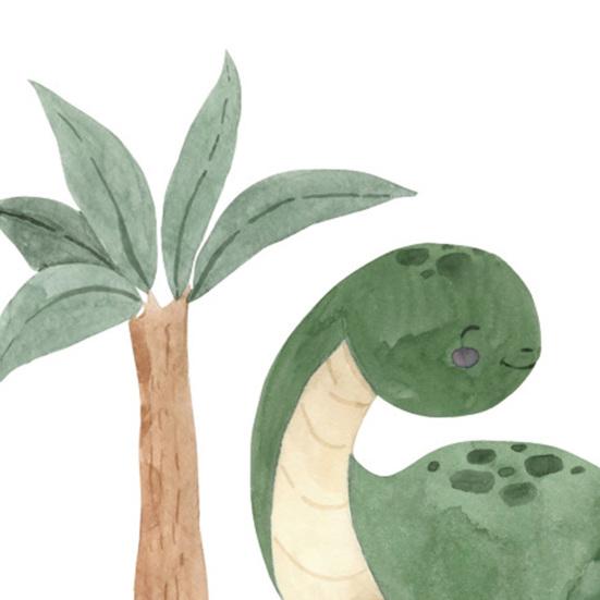 Cute Dinosaur Wall Sticker Cartoon Dino Tropical Palm Tree Wall Decals Peel And Stick Dino Wall Art for Kids Boys Nursery Bedroom Playroom Classroom