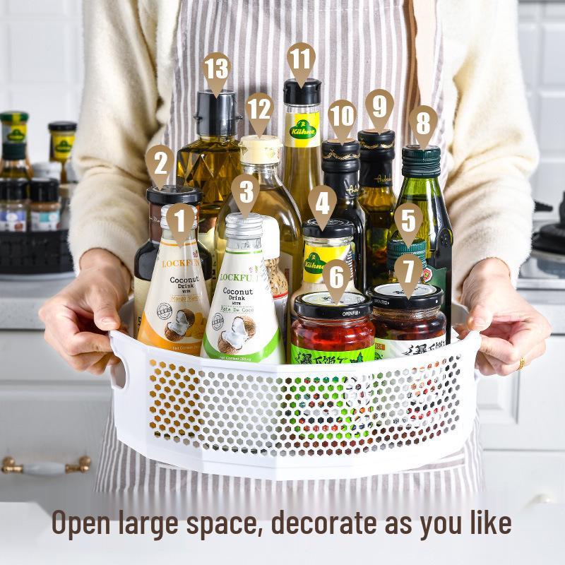Rotating Spice Rack & Turntable Storage Basket for Kitchen & Bathroom