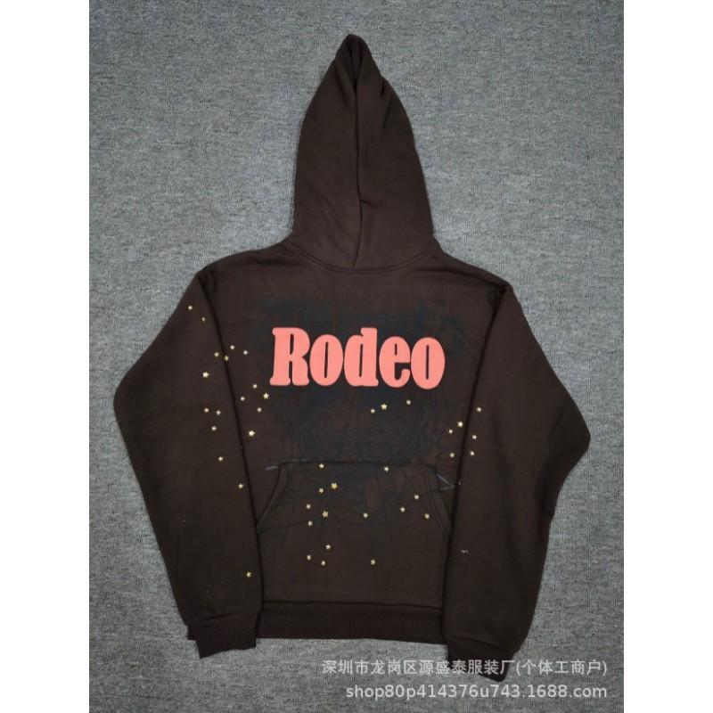 Sp1der Rapper YoungThug Same Foam Letter 555555 Couple Hoodie Pink Sweatshirt