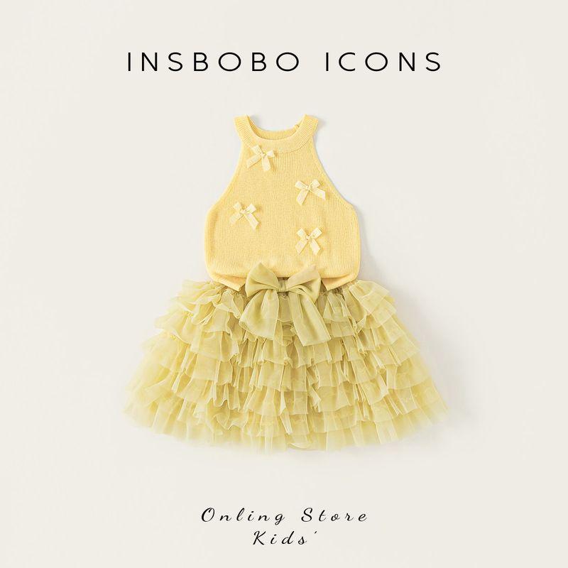 Insbobo Girls' Summer Outfit 2026 New Style Baby Girl Mesh Skirt Two-Piece Set Children's Summer Fashion Trendy Children's Clothing