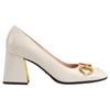 GUCCI Horsebit Leather Block Heel High Heels 7cm Women's White (Unisex) High Heels 643886 C9D00 9022