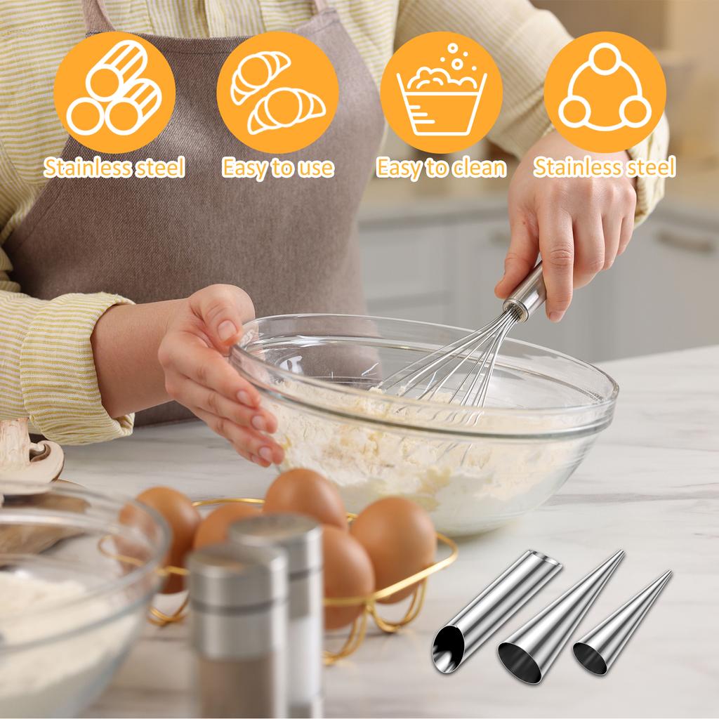 20/30Pcs Cannoli Tubes Stainless Steel Cream Horn Mold Non-Stick Cannoli Forms Conical Tube Cone Dessert Pastry Roll Baking Tool