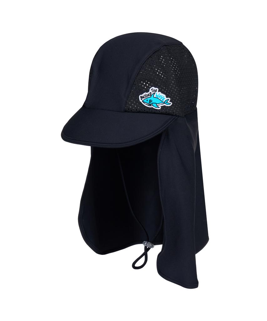 Lenomasuyeongbog Kids' Sunblock Flap Cap Mesh Swim Cap Black Ro-Rc2G310-Bk