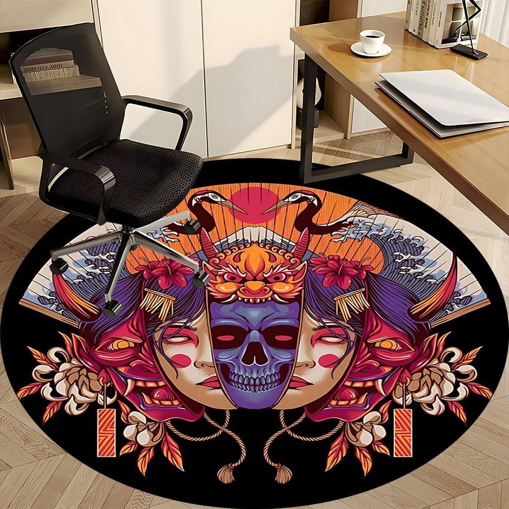 1PC Traditional Design Office Round Rug, Non slip, Soft and Durable Office Rug for Interior Decoration, Perfect for Office