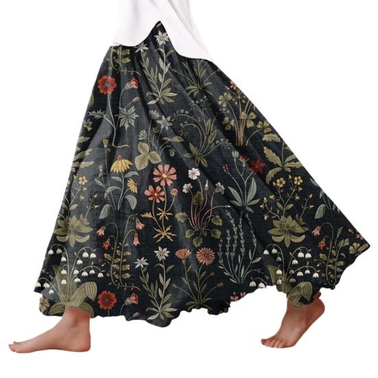 

Maxi Skirt High Waisted 3D Floral Print Large Hem Long Skirt Bohemia Style Summer Slimming Skirt Work Leisure Daily Wear S B