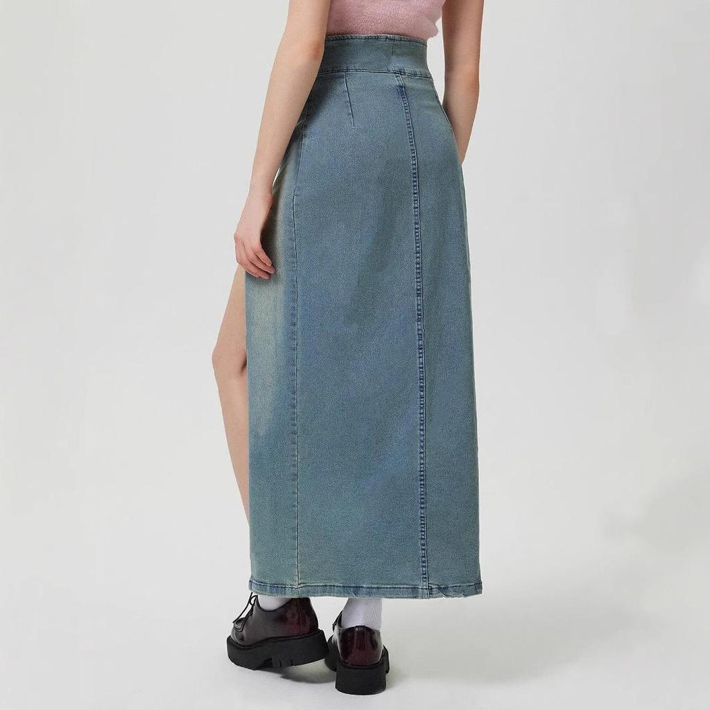 Women's INS Fashion Casual Slit Denim Midi Skirt