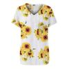 T-Shirt mit Sonnenblumen-Print und V-Ausschnitt, lässiges Kurzarm-T-Shirt für Frühling und Sommer, Damenbekleidung