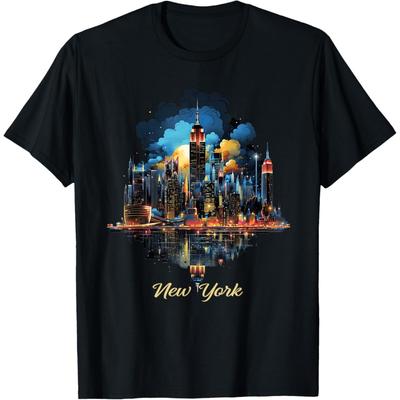 T-shirt Skyline Centre-ville de New York Statue de la Liberté NYC(2)