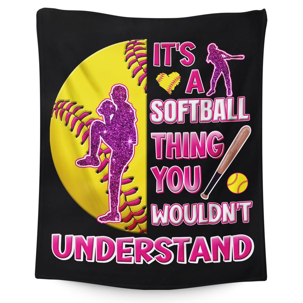 Softball Blanket, Fashion Softball Gifts for Girls Boys Teenagers, Super Soft Warm and Comfortable Throw Blanket for All Season