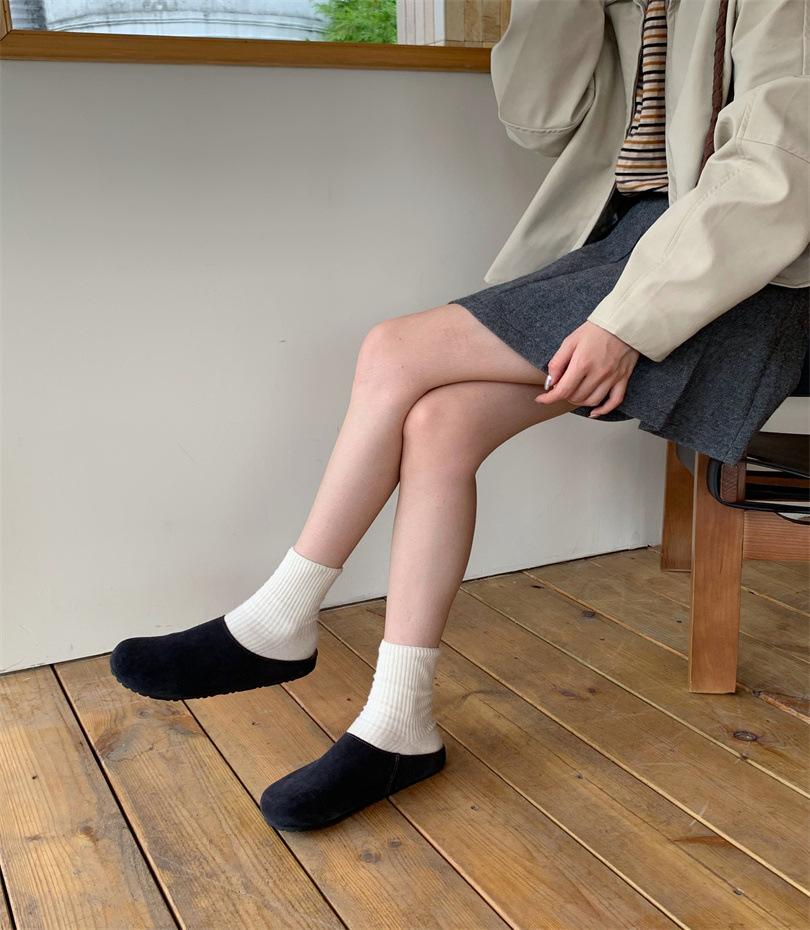 2025 autumn new shoes platform-soled retro one-pedal flat-soled lazy boken bag head half slippers women