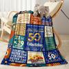 Happy 50th Birthday Quotes Blanket Comfortable Perfect for Livingroom Office Chair Bed All-Season Use Modern Style Best Holiday Gift for Friends Famil