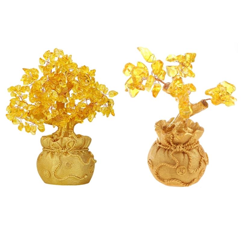 Creative Citrine Lucky Tree Chinese Feng Shui Money Tree Fortune Tree For Desktop Ornament Home Decoration Gifts