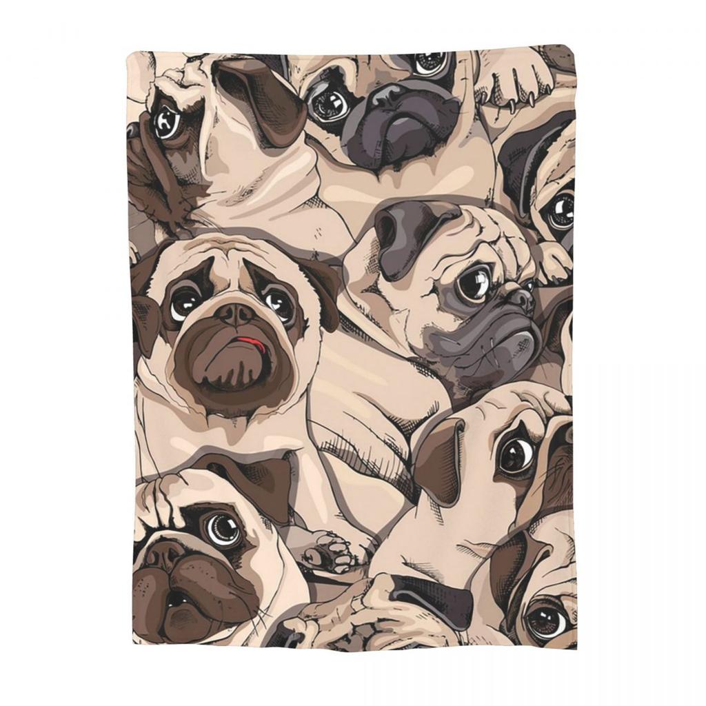 Dog Sherpa Cute Pug Dog Animal Theme Blankets Flannel Throw Blanket Lightweight Throw Blankets for Bedding Throws Bedspread