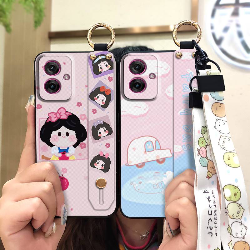 Silicone Cartoon Phone Case For MOTO G55 5G Anti-dust Phone Holder Cute Anti-knock Wrist Strap Soft Case Fashion Design