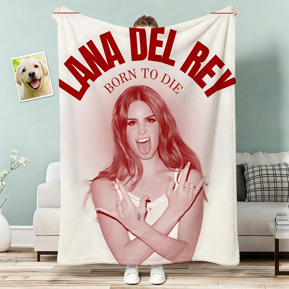 Hot Singer L-Lana D-Del R-Rey Throw Lightweight 240g Flannel Blanket Soft Skin-friendly for Summer Cooling 75x90cm