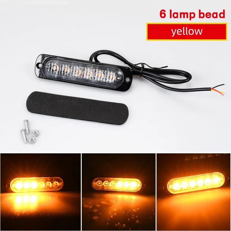 1X Truck LED Strobe Police Warning Light 6SMD Grille Flashing Side Light Bar Car Trailer Beacon Lamp Amber Traffic Light 12V 24V