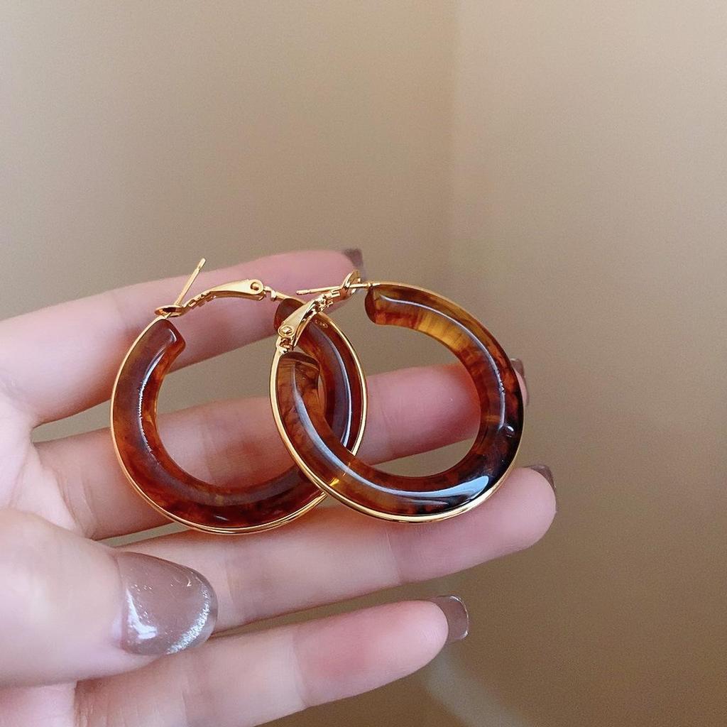 Silver Needle Geometric Irregular Resin Y2K Earrings - Retro Stud Ear Accessories for Women