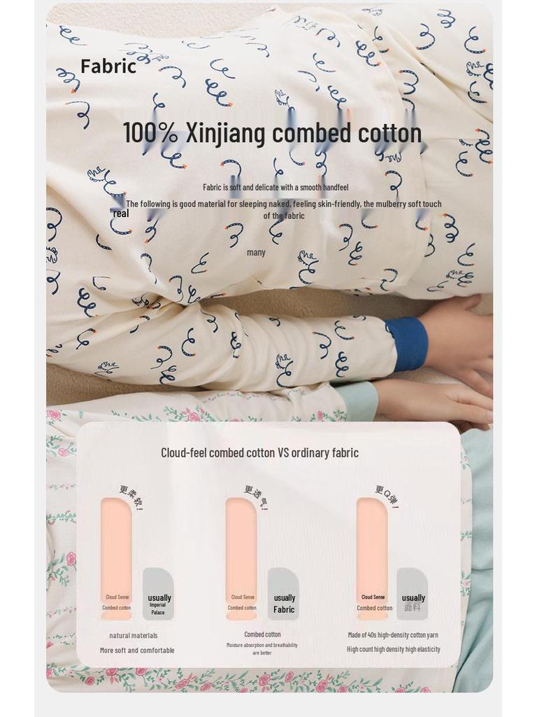 Warme Baumwollpyjamas für Kinder: Mid-Neck Shirts & Hosen für Jungen & Mädchen