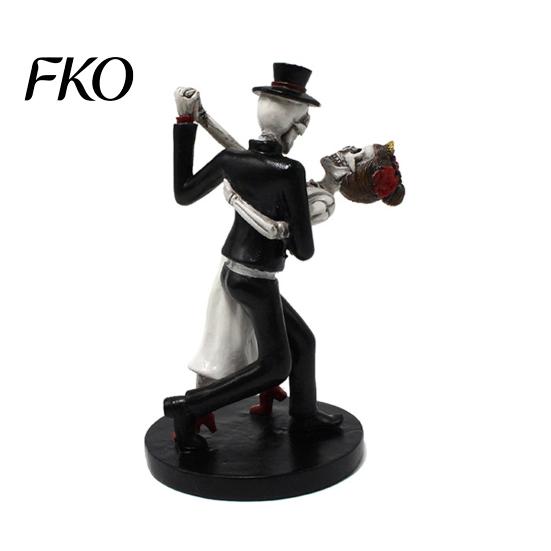 Atmosphere Props for Secret Room Day of The Dead Dancing Skeleton Couple Figurine, Halloween Gothic Wedding Spooky Cake Decoration Lover Statue,