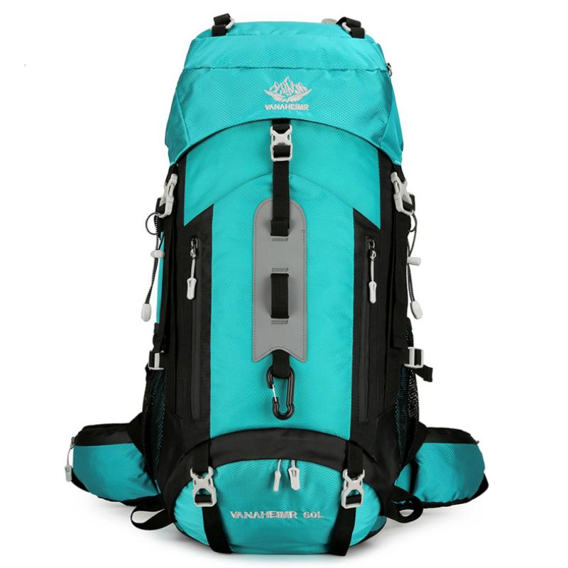 60L Outdoor-Bergsteigertasche mit großer Kapazität Hochwertiges Nylon Wasserdicht Verschleißfest Wandertourentasche Unisex Reise Camping Sportrucksack