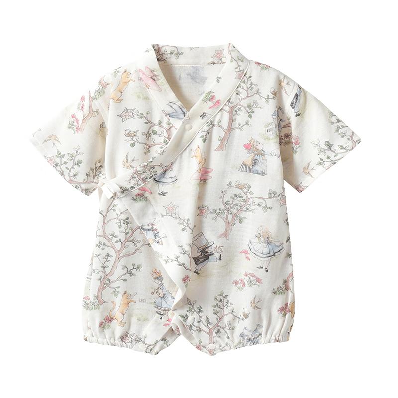 EMXEE Baby Gauze Short Sleeve Romper Bodysuit