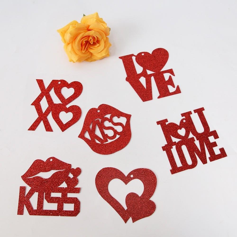 Creative Red Heart Valentine's Day Ornaments DIY PVC Hanging Decorations Love Letter Hanging Swirls Valentines