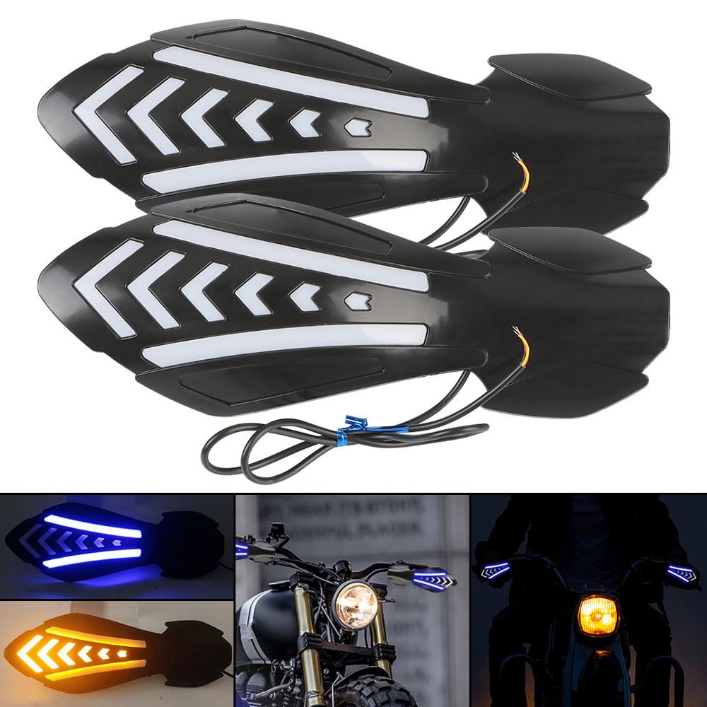 

2Pcs Motorcycle Handlebar Hand Guards Protector W/ Led Flowing Turn Signal Light