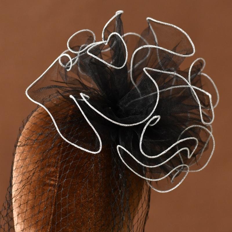 Flower Veil Headwear Fascinator Hat Styling Accessory For Women Elegant Lace Headpiece for Wedding Party Dance Event