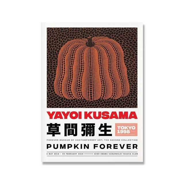Abstract Yayoi Kusama Pumpkin Canvas Paintings Nordic Posters and Print Wall Art Picture for Living Room Wall Decoration Cuadros