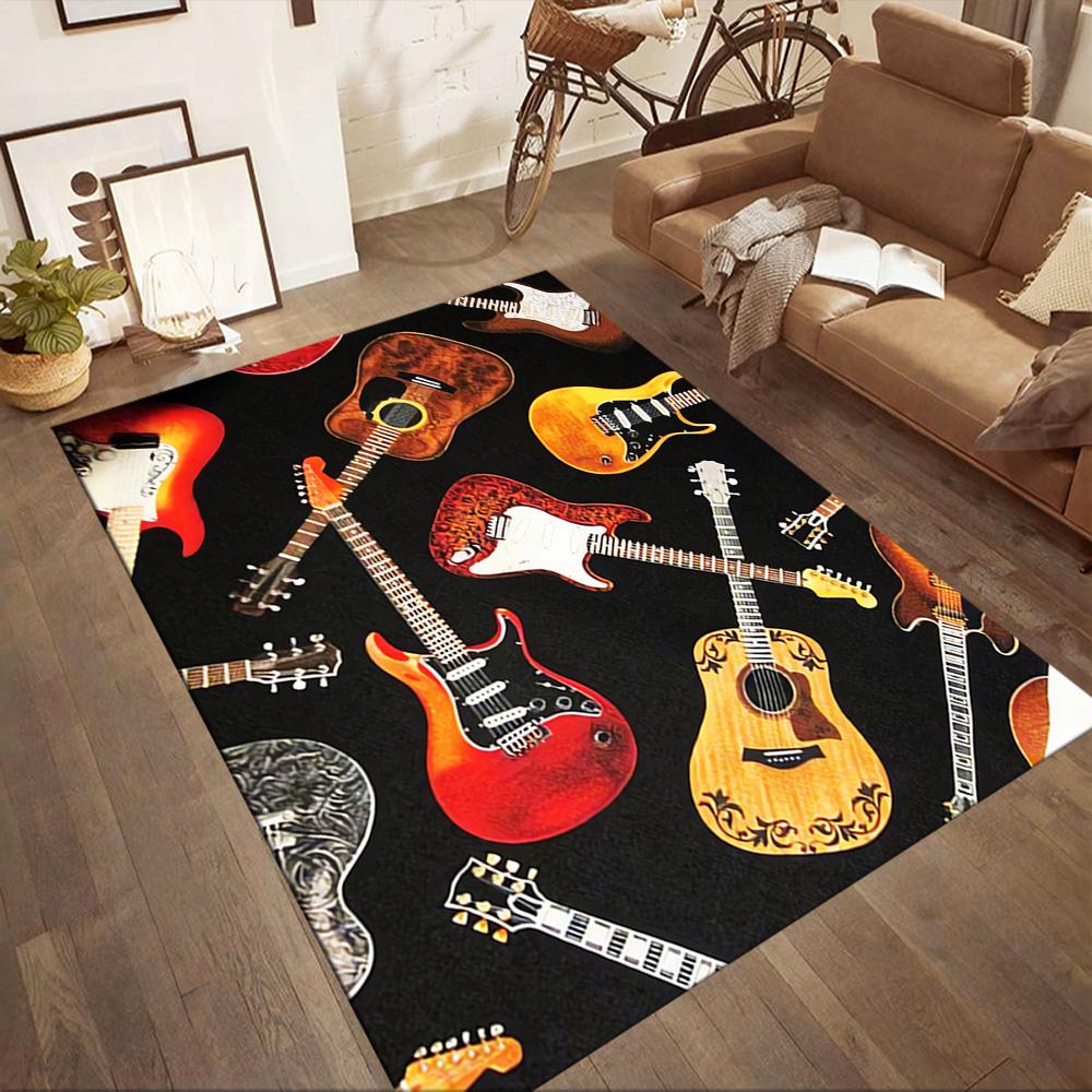 Guitar Art Abstract Floor Mats for Living Room, Bedroom and Room Decoration Are Suitable for Gifts.