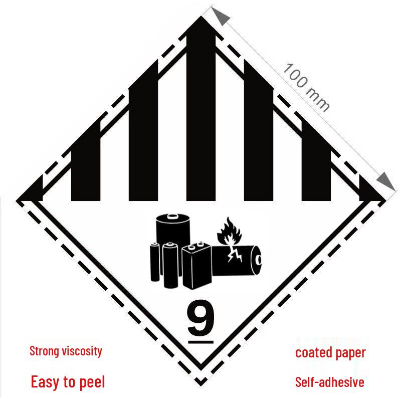 UN3481 Lithium Battery Fireproof Warning Label for Cargo Aircraft - Class 9 Self-Adhesive Metal Sticker
