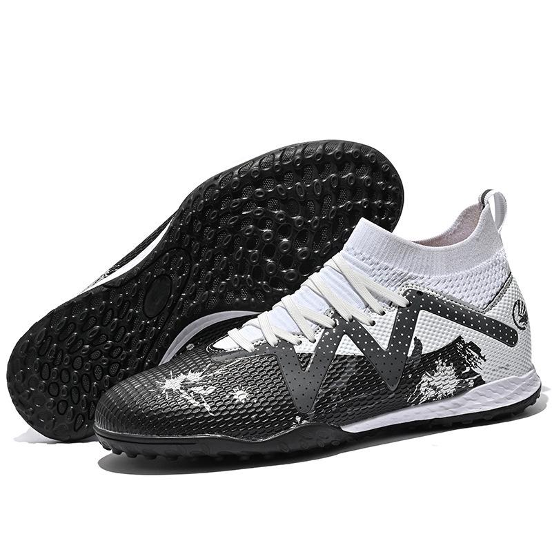 Unisex Graffiti Camouflage High-Top Football Shoes for Students - TPU Lawn Competition Trainers