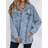 Giacca di jeans oversize strappata da donna stile boyfriend saldi