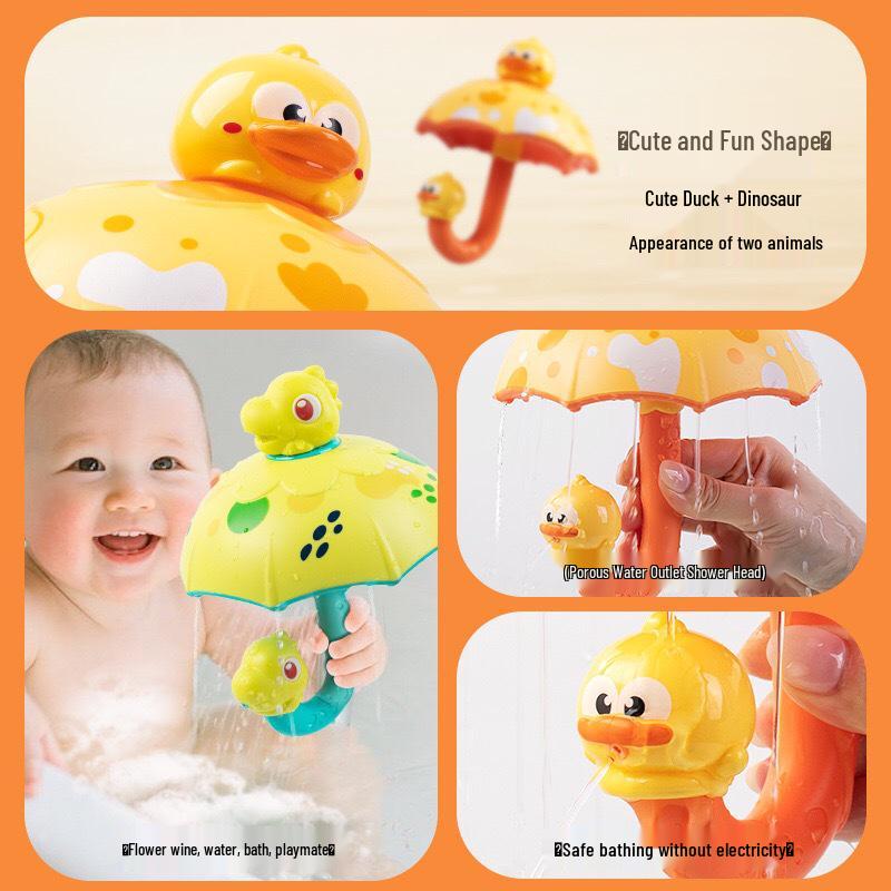 Dinosaur Umbrella Baby Bath Toy: Sprinkle & Spin Water Play