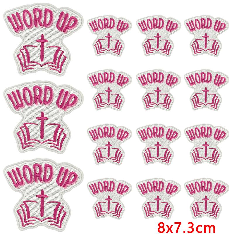 10pcs Wholesale Pink Series Cartoon Letter Slogan Patch Embroidered Patches For Clothes Jackets Hats Diy Iron On Patches Decor 