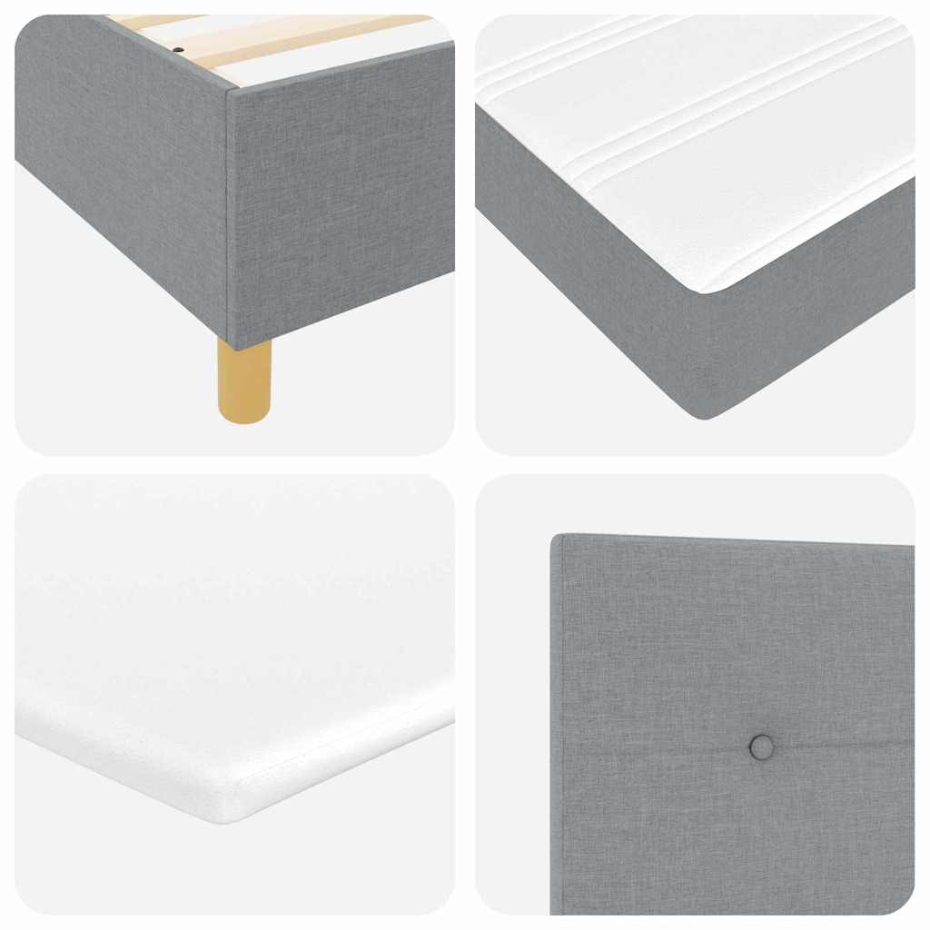 Box Spring Bed with Headboard Light Grey 200 x 140 cm Fabric