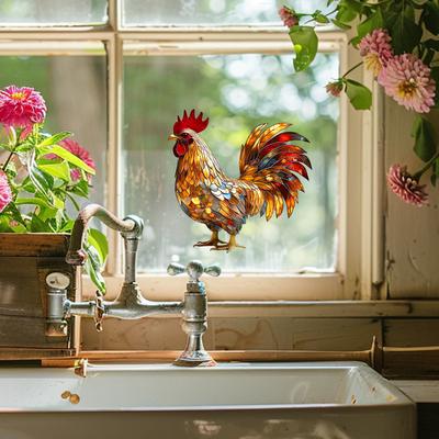 Kreativer Hahn im Landhausstil Balkon Glasfenster Verschönerung und Dekoration Statische Fensteraufkleber