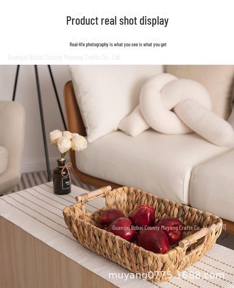 Rattan Woven Storage Basket Tray for Snacks & Sundries